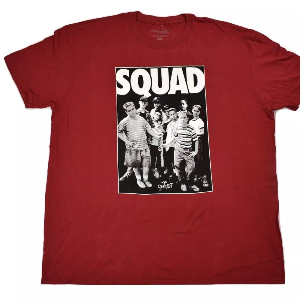 The Sandlot Mens Funny Baseball Movie Squad Photo Maroon Shirt New 2XL